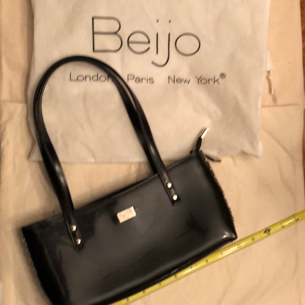 Beijo black patent leather handbag